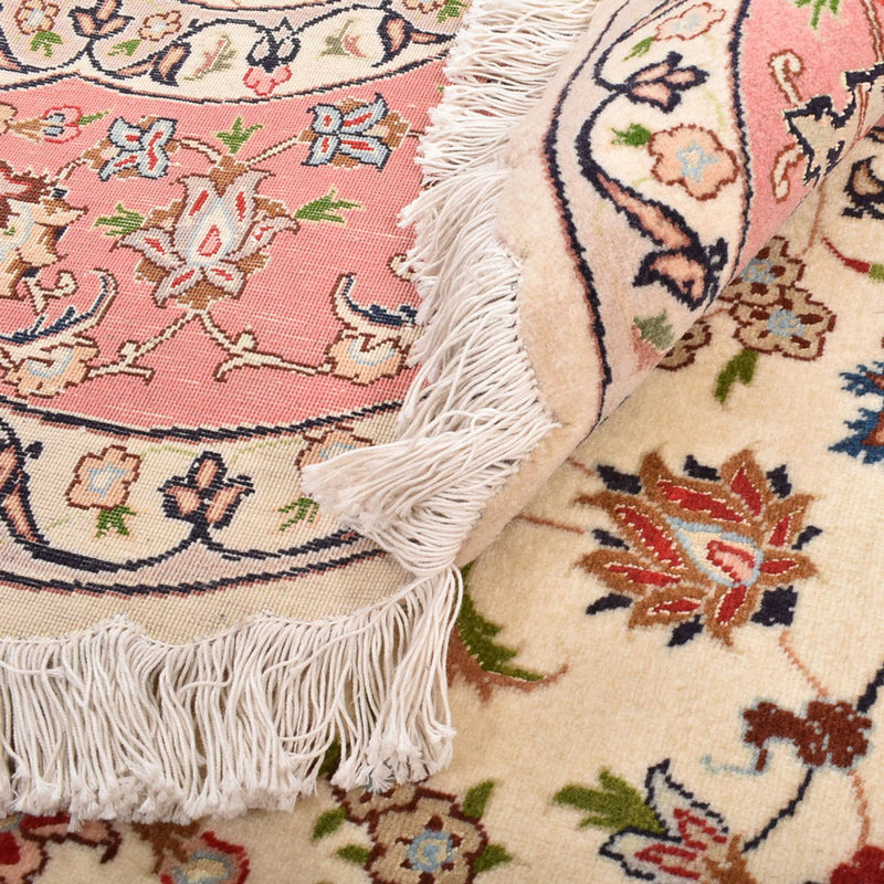 Persisk matta - Tabriz - Royal runt  - 200 x 200 cm - grädde