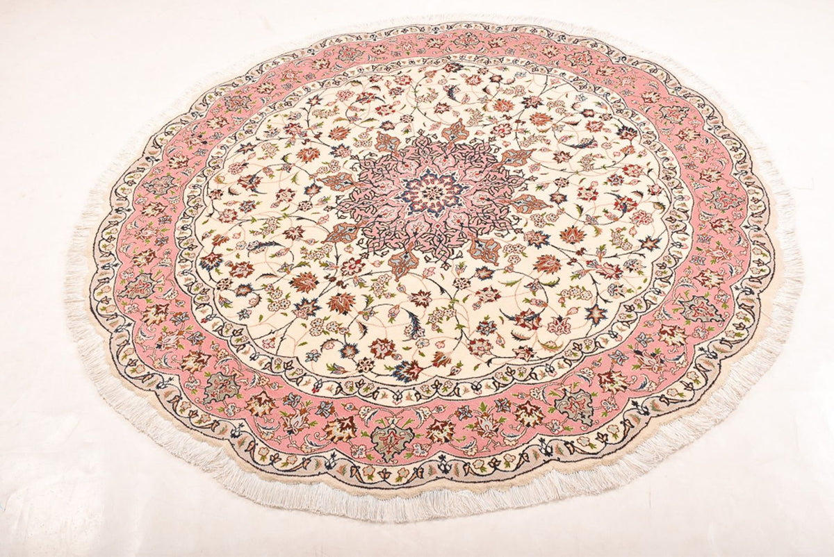 Persisk matta - Tabriz - Royal runt  - 200 x 200 cm - grädde