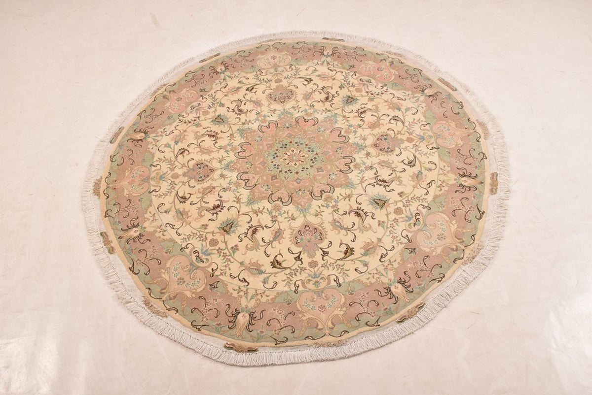 Persisk matta - Tabriz - Royal runt  - 150 x 150 cm - beige
