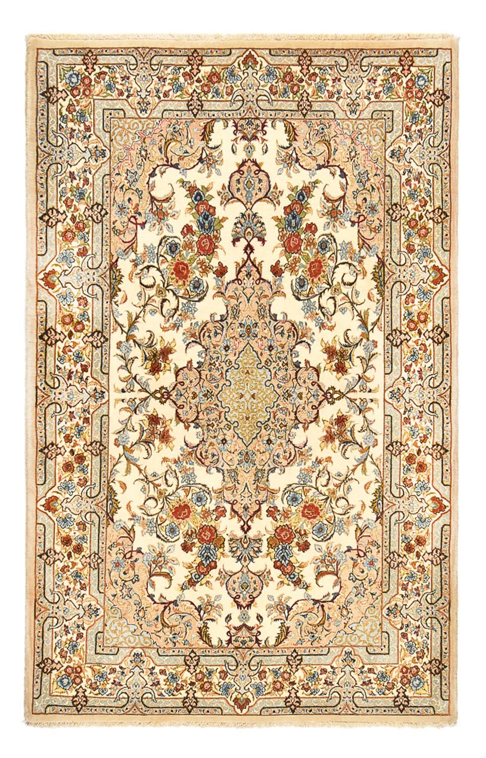 Persisk matta - Ghom - Kunglig - 211 x 130 cm - ljusbeige
