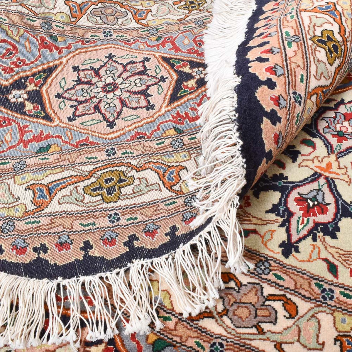 Persisk matta - Tabriz - Royal runt  - 250 x 250 cm - ljusröd