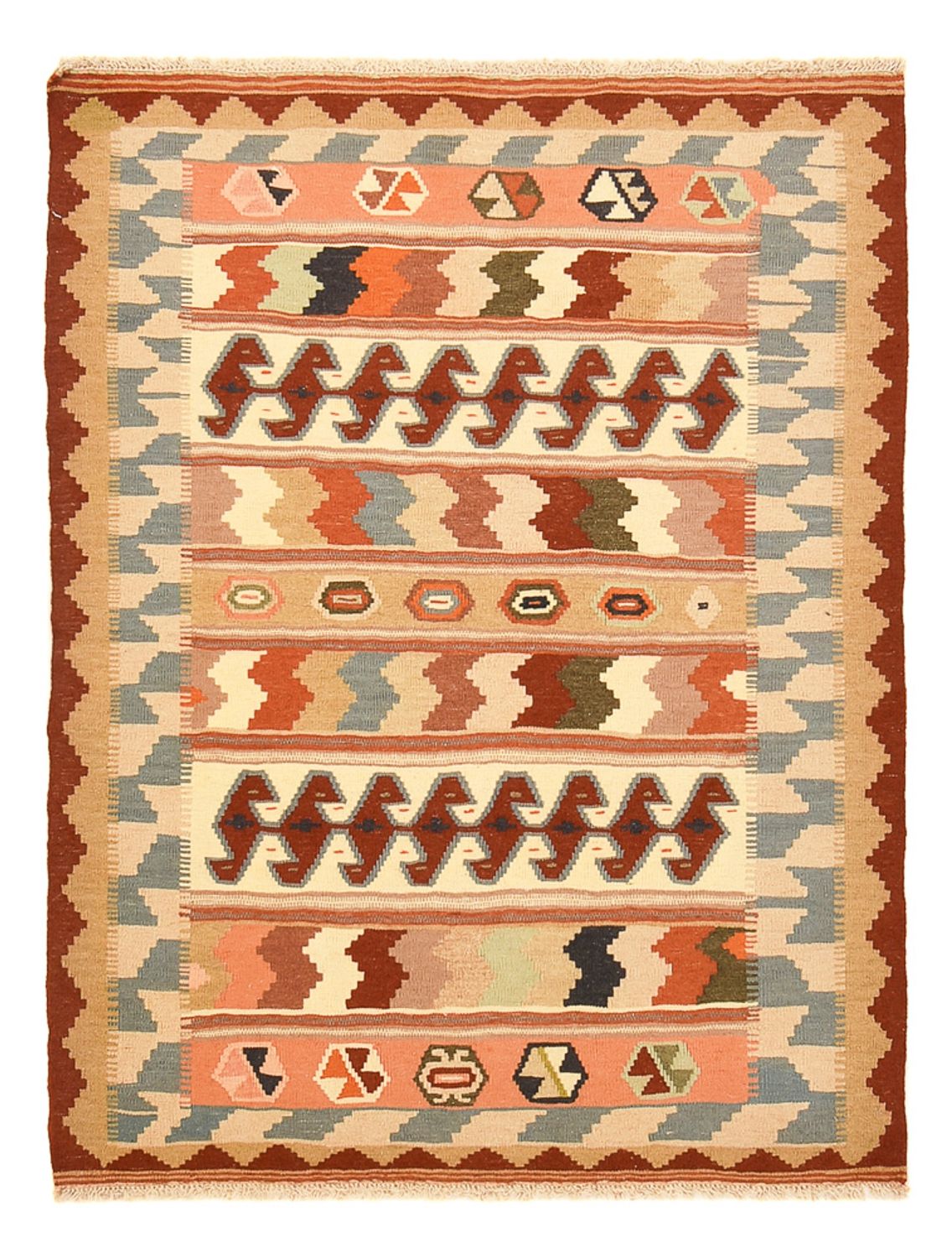 Kelim Carpet - orientalisk matta - 147 x 110 cm - flerfärgad