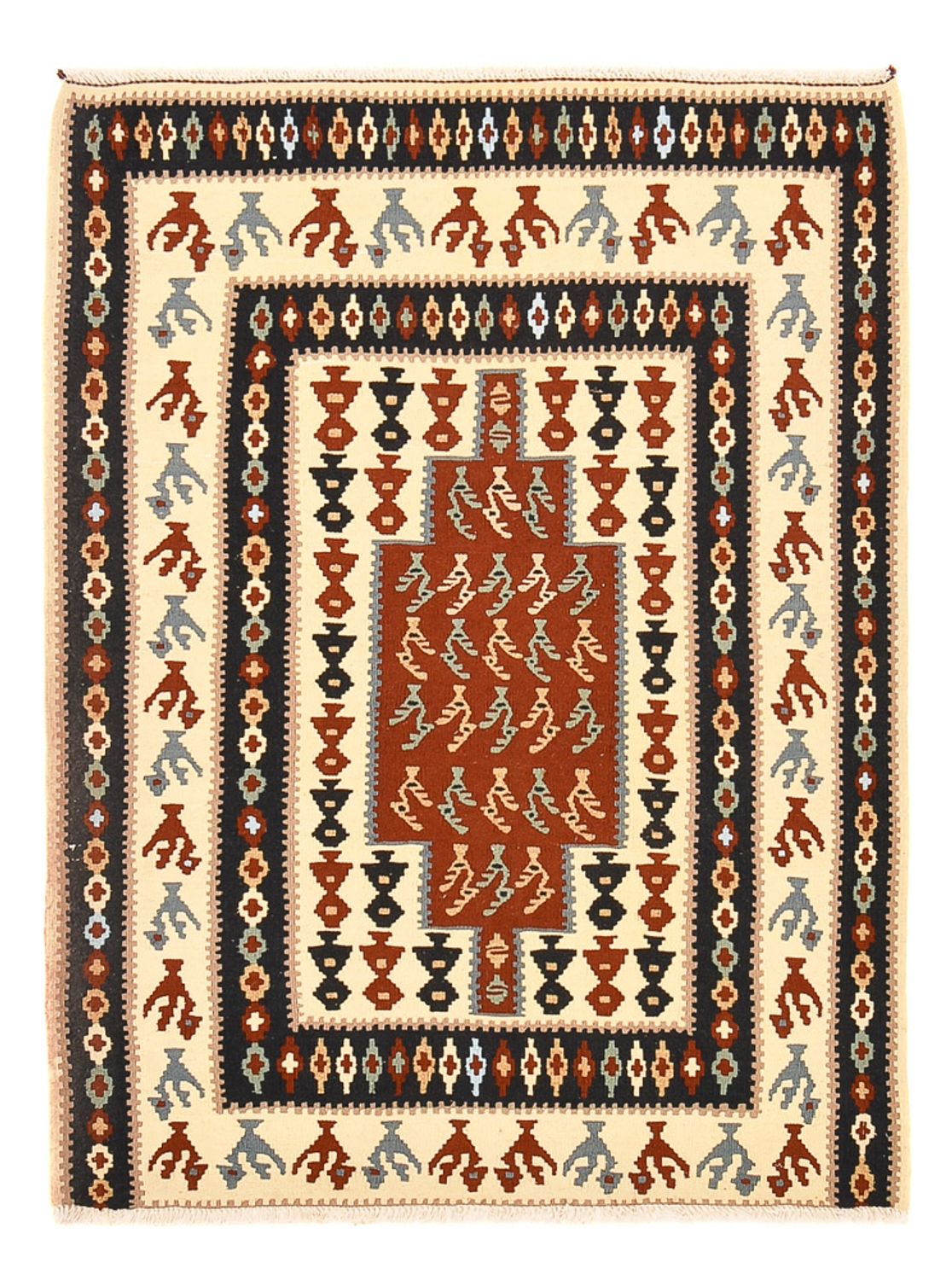 Kelim Carpet - orientalisk matta - 145 x 111 cm - flerfärgad