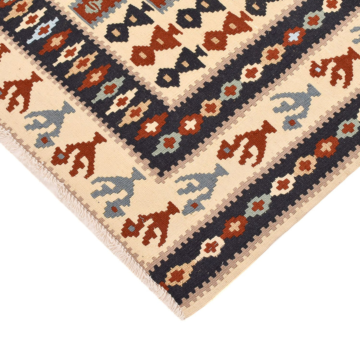 Kelim Carpet - orientalisk matta - 145 x 111 cm - flerfärgad