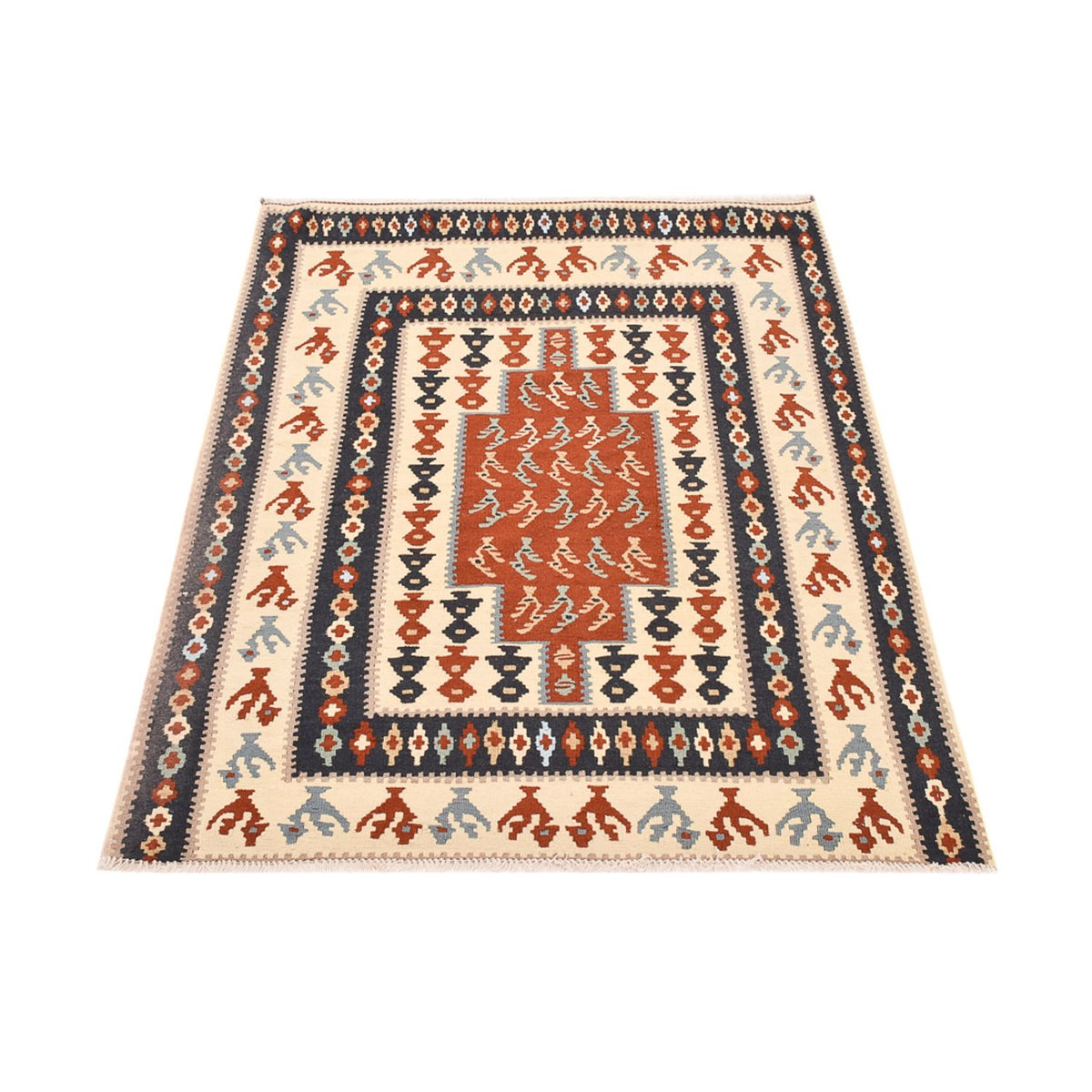 Kelim Carpet - orientalisk matta - 145 x 111 cm - flerfärgad