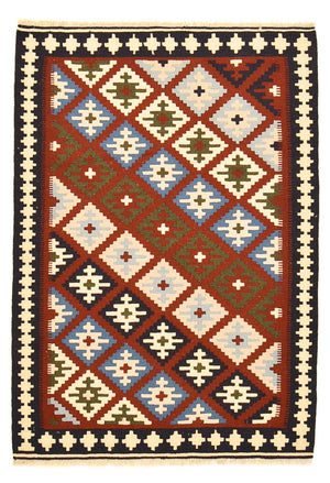 Kelim Carpet - orientalisk matta - 145 x 100 cm - flerfärgad