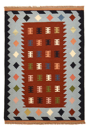 Kelim Carpet - orientalisk matta - 145 x 100 cm - flerfärgad