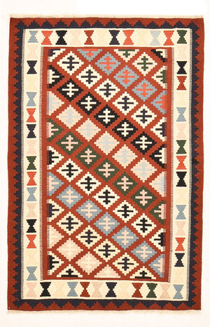 Kelim Carpet - orientalisk matta - 155 x 100 cm - flerfärgad