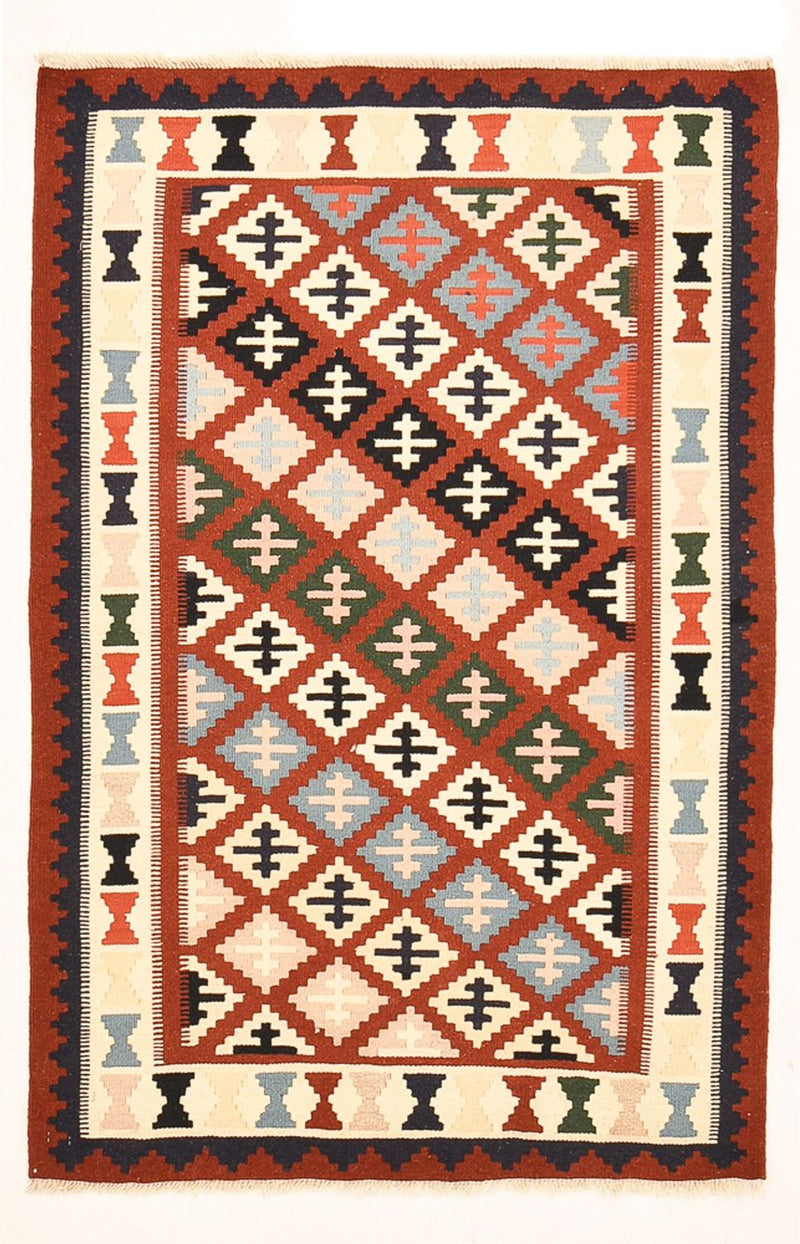 Kelim Carpet - orientalisk matta - 155 x 100 cm - flerfärgad