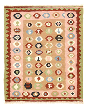 Kelim Carpet - orientalisk matta - 138 x 110 cm - flerfärgad