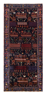 Runner Persisk matta - Nomadic - 382 x 168 cm - mörkröd