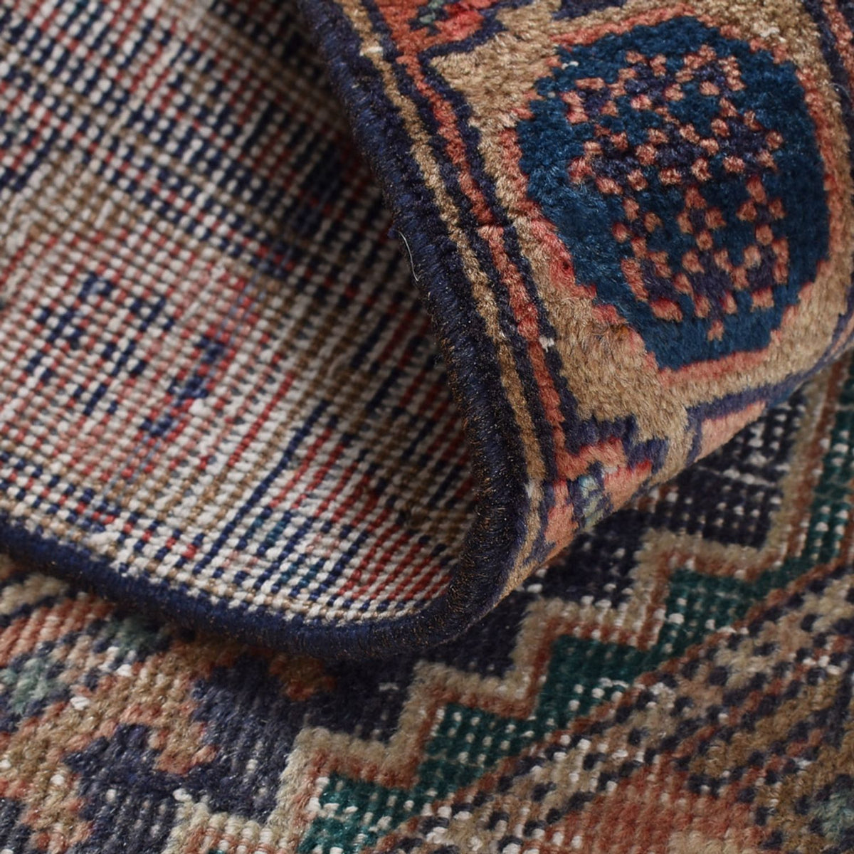 Vintage matta - 198 x 124 cm - flerfärgad