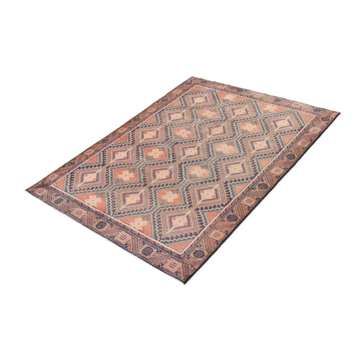 Vintage matta - 198 x 124 cm - flerfärgad