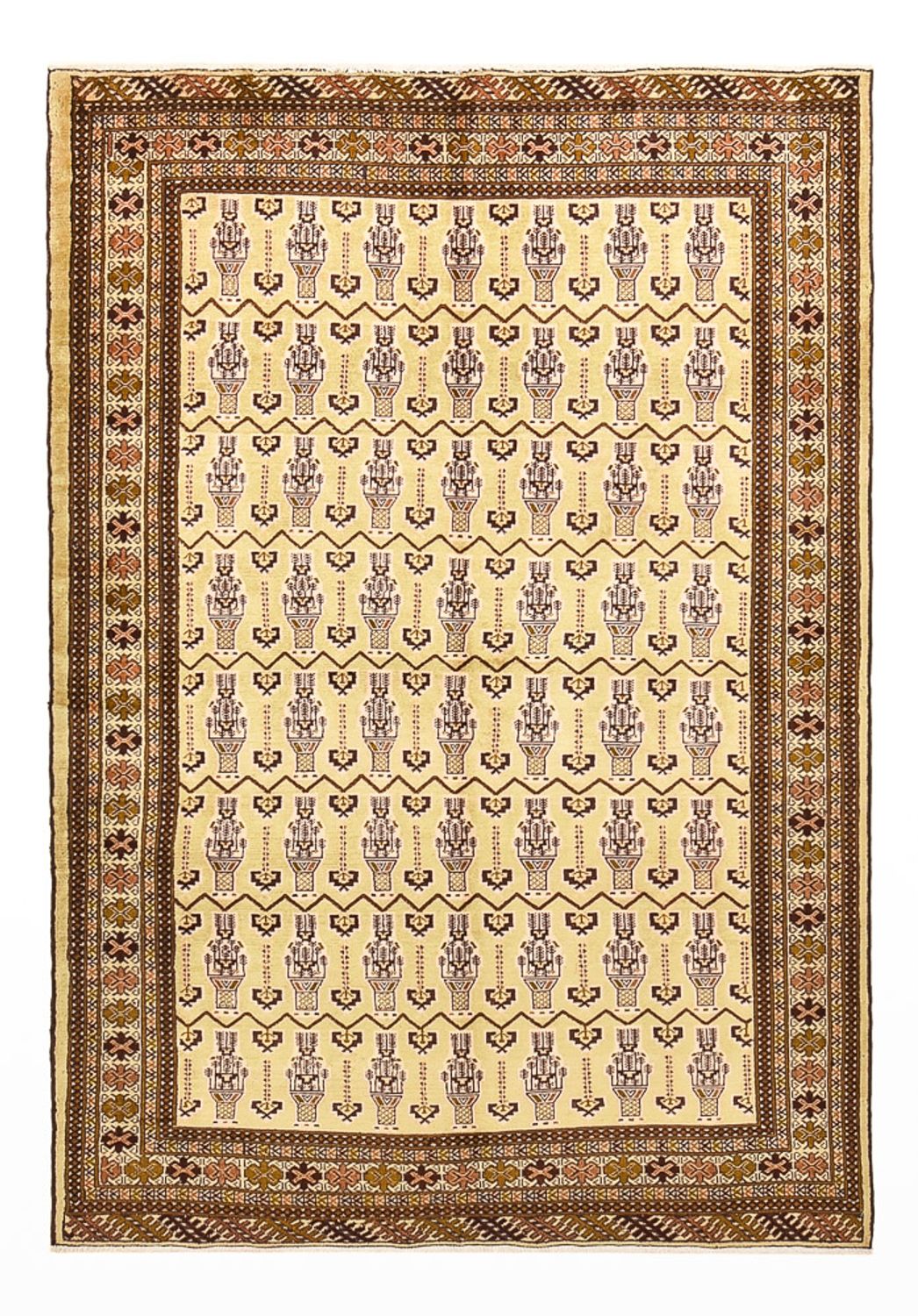 Turkaman-matta - 213 x 146 cm - ljusbeige