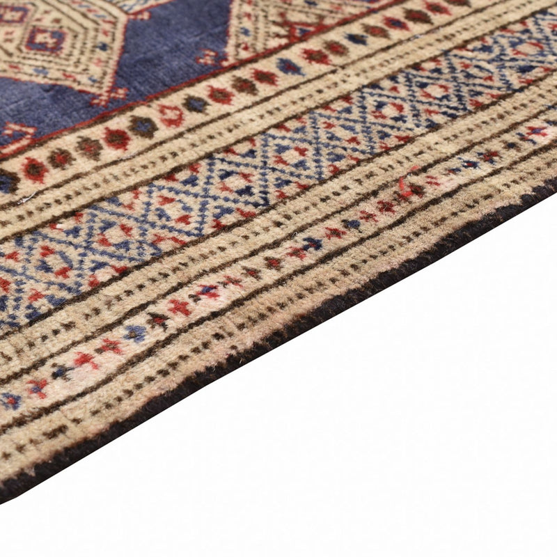 Turkaman-matta - 136 x 101 cm - mörkblå