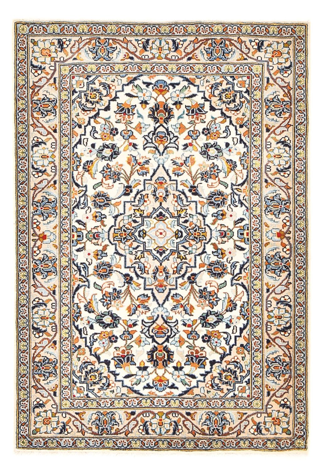Persiska mattor - Keshan - 141 x 96 cm - ljusbeige