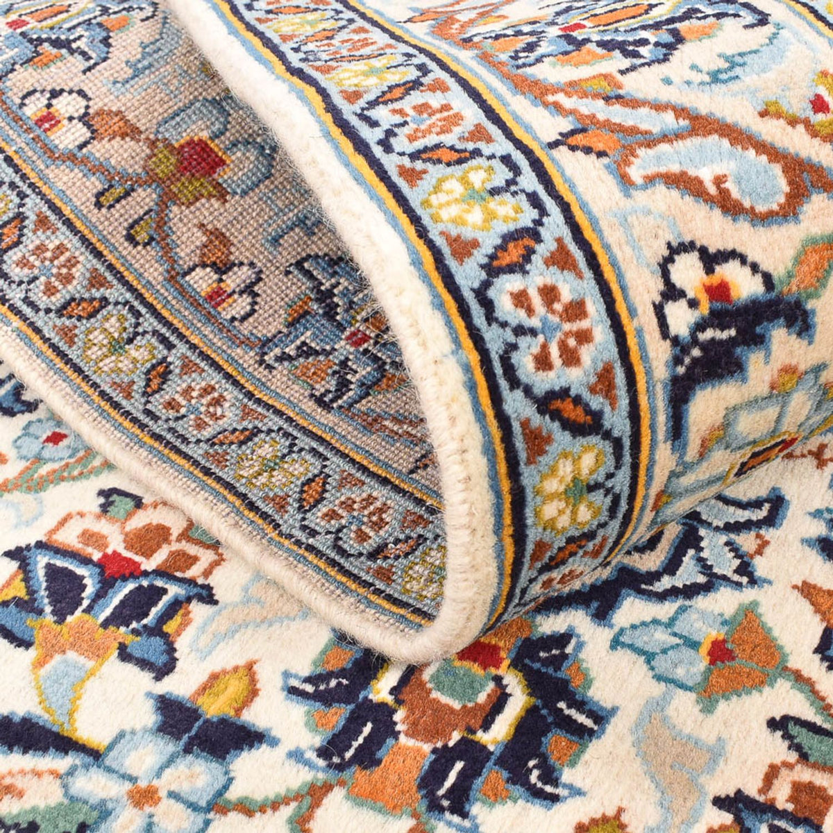 Persiska mattor - Keshan - 141 x 96 cm - ljusbeige