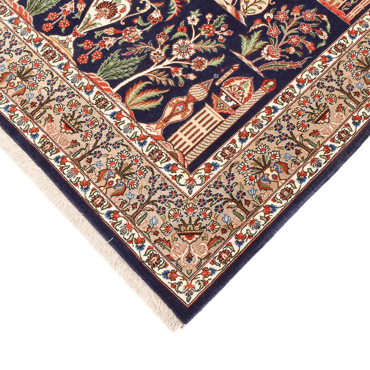 Persisk matta - Ghom - Kunglig - 200 x 130 cm - mörkblå