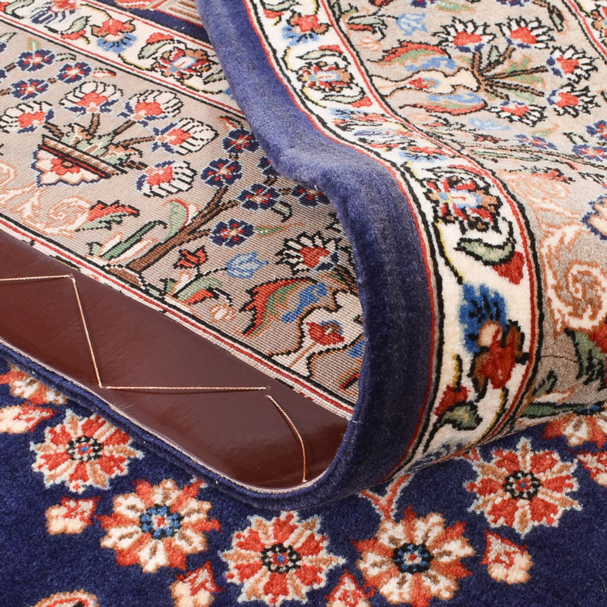 Persisk matta - Ghom - Kunglig - 200 x 130 cm - mörkblå