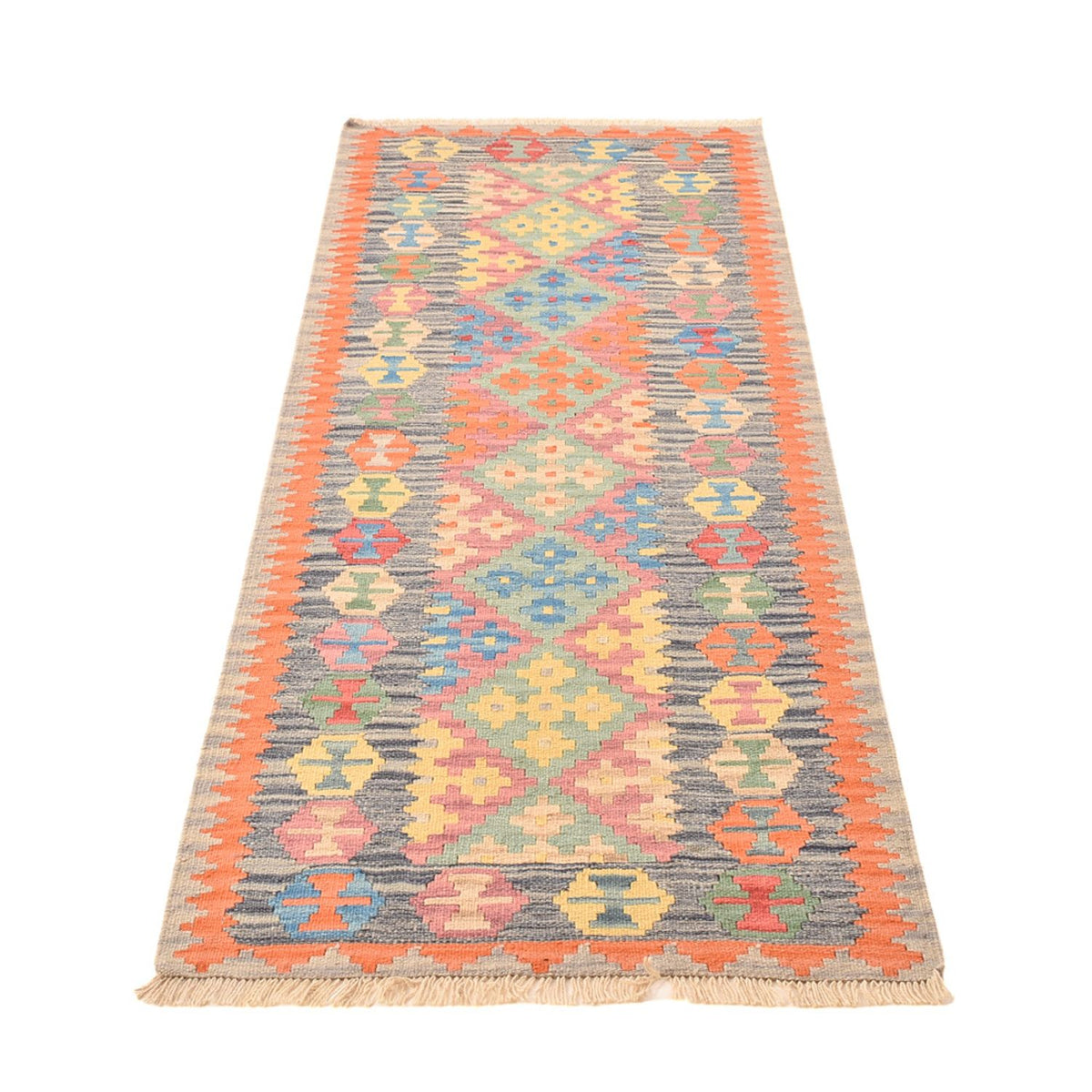 Runner Kelim Carpet - orientalisk matta - 237 x 84 cm - flerfärgad
