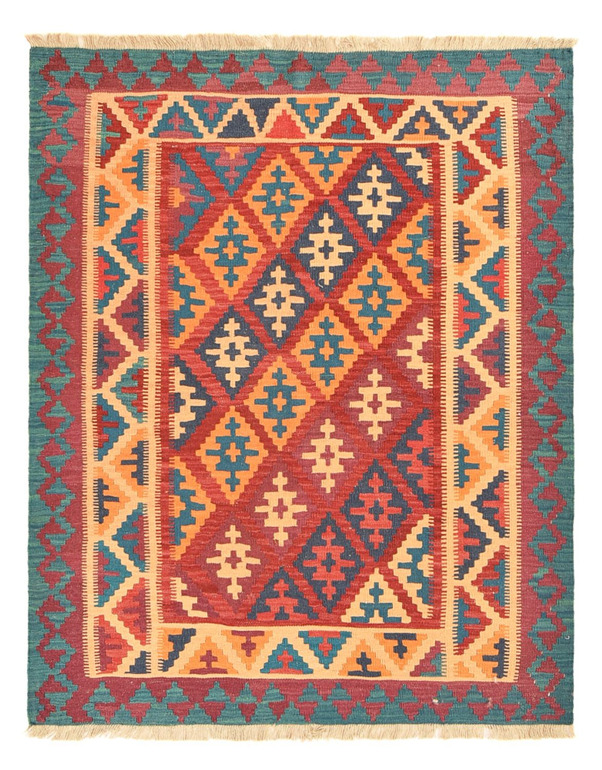 Kelim Carpet - orientalisk matta - 195 x 156 cm - flerfärgad