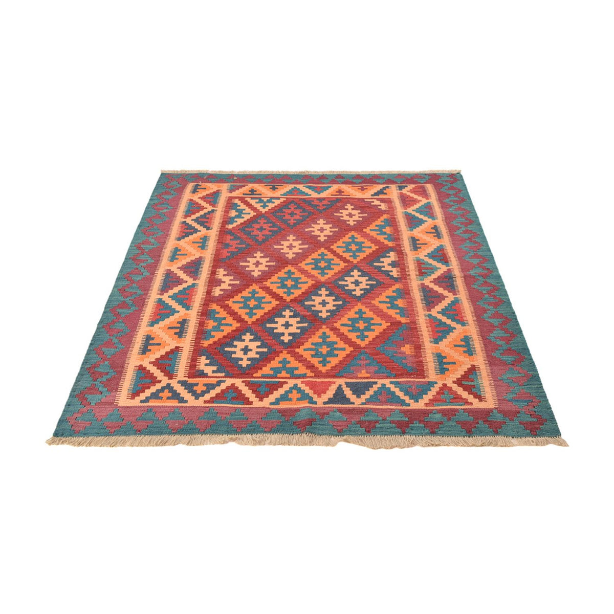 Kelim Carpet - orientalisk matta - 195 x 156 cm - flerfärgad