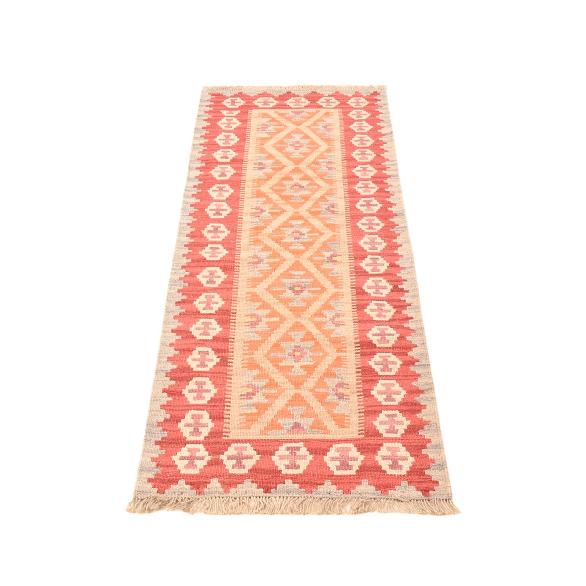 Runner Kelim Carpet - orientalisk matta - 198 x 63 cm - flerfärgad