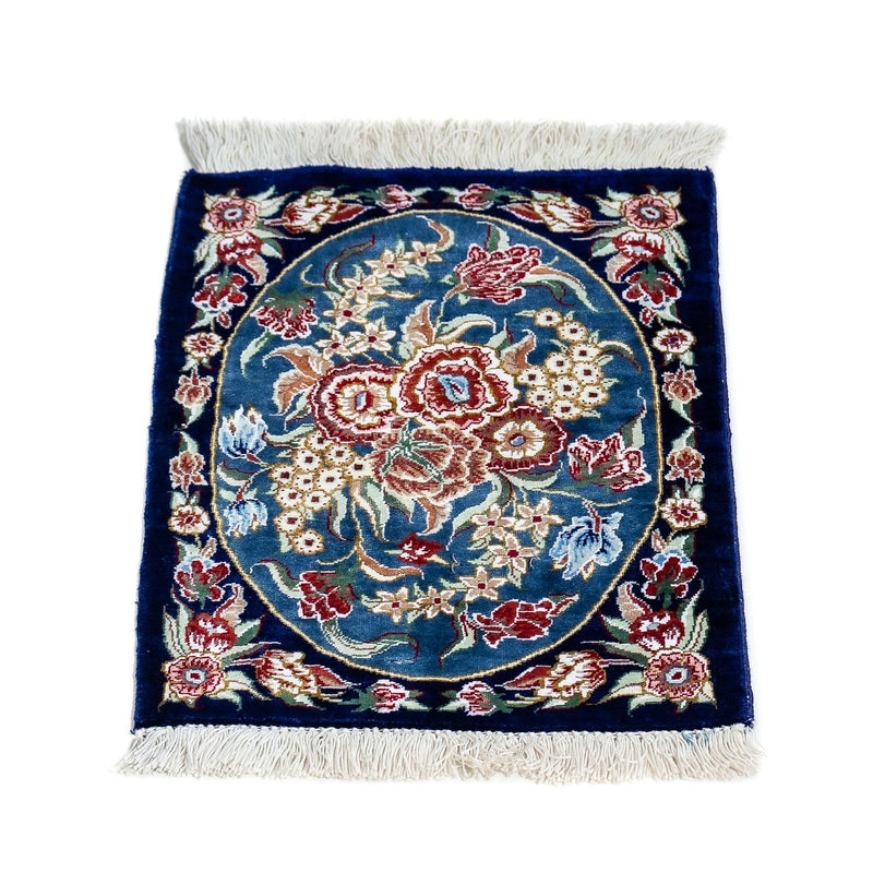 Silk Carpet - Ghom Silk - Premium - 40 x 28 cm - mörkblå