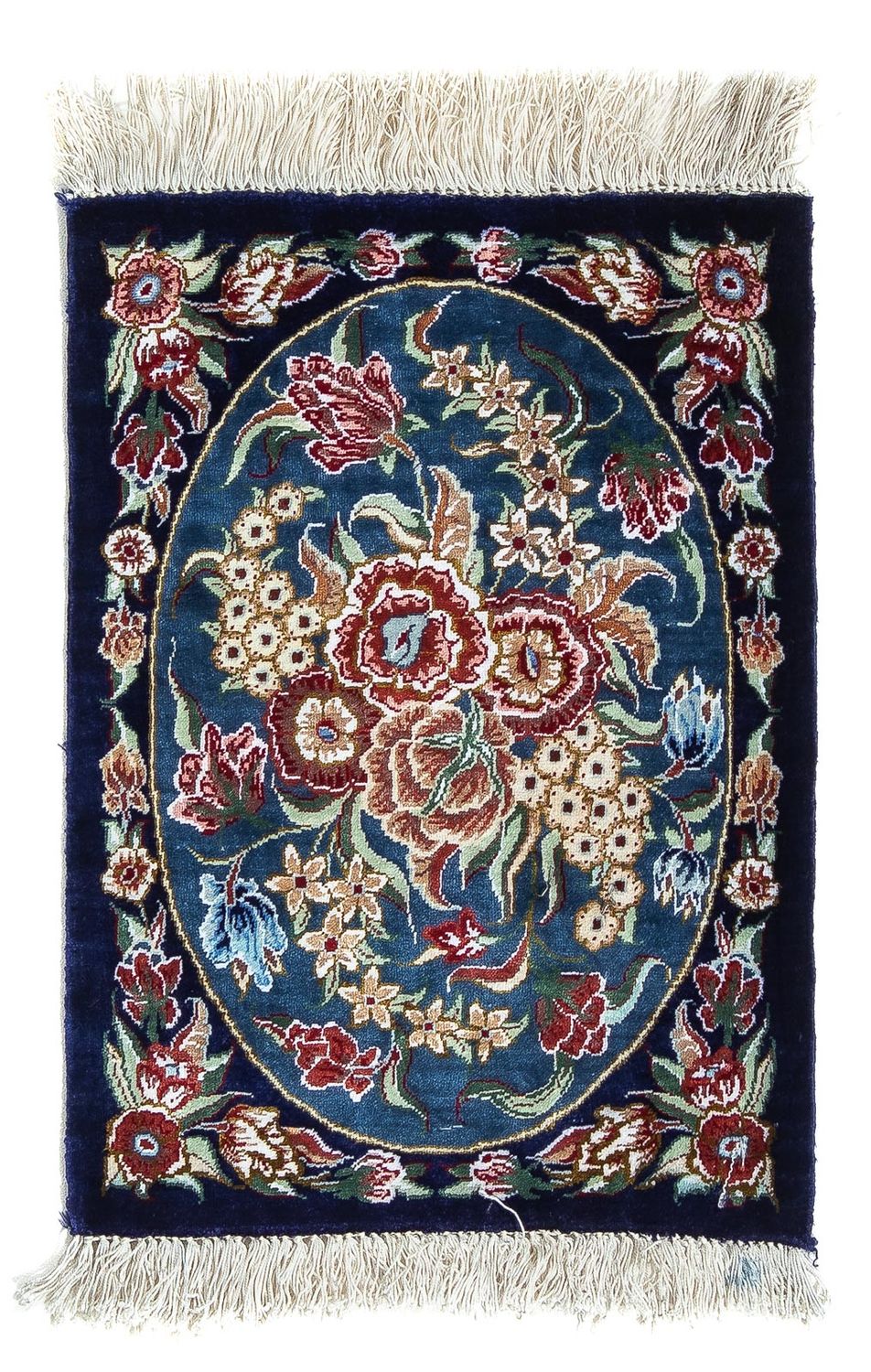 Silk Carpet - Ghom Silk - Premium - 40 x 28 cm - mörkblå