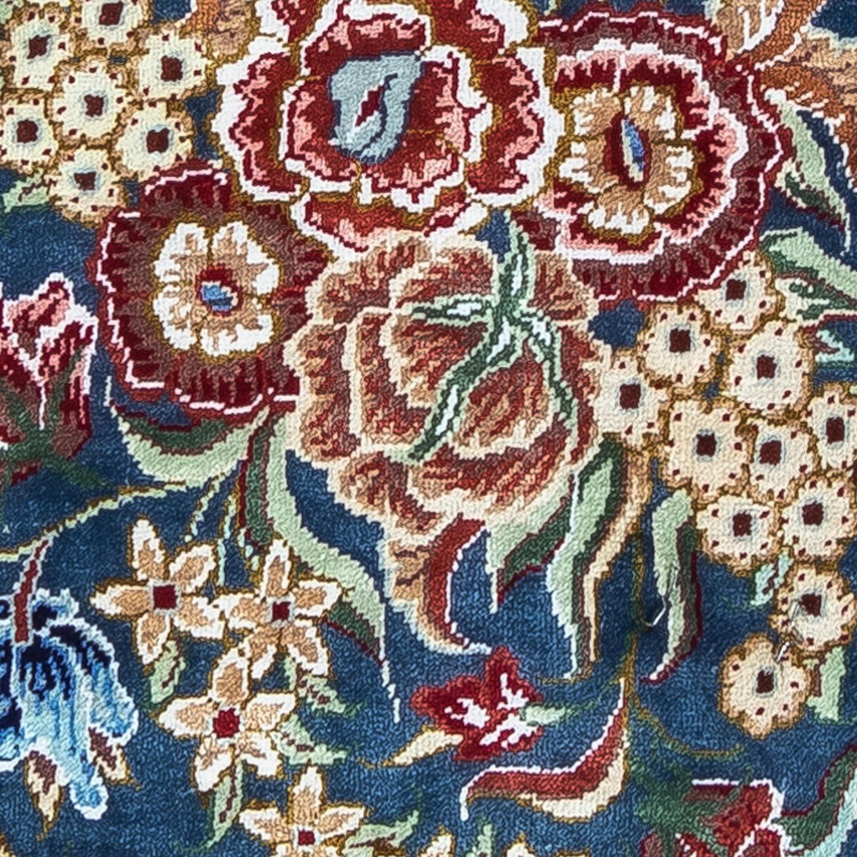 Silk Carpet - Ghom Silk - Premium - 40 x 28 cm - mörkblå