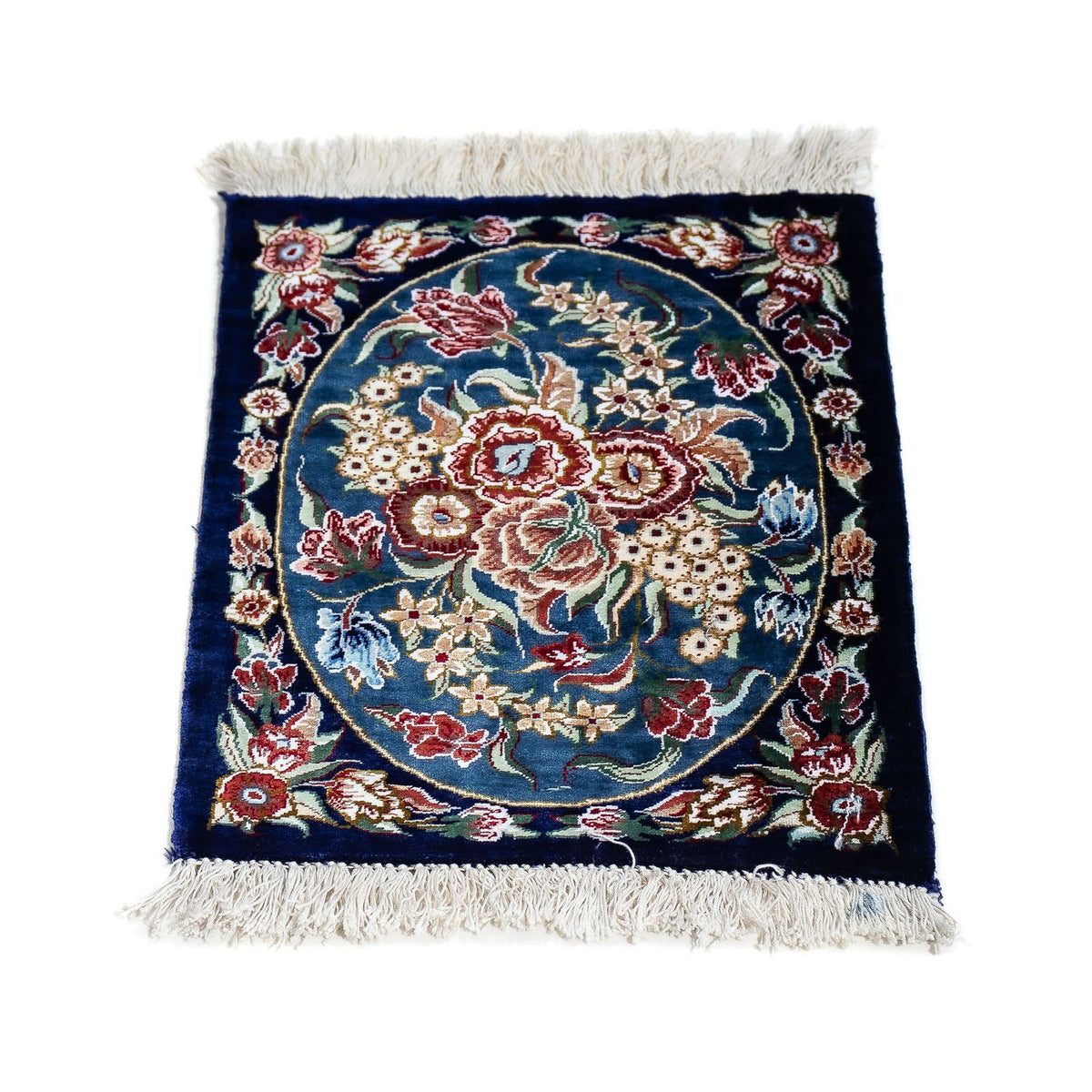 Silk Carpet - Ghom Silk - Premium - 40 x 28 cm - mörkblå