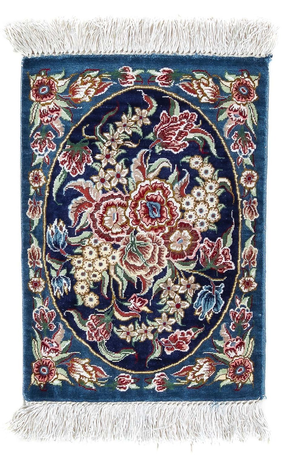 Silk Carpet - Ghom Silk - Premium - 40 x 28 cm - mörkblå