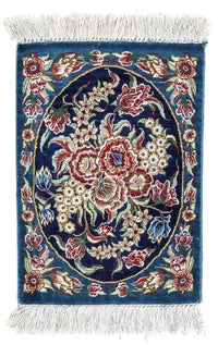 Silk Carpet - Ghom Silk - Premium - 40 x 28 cm - mörkblå