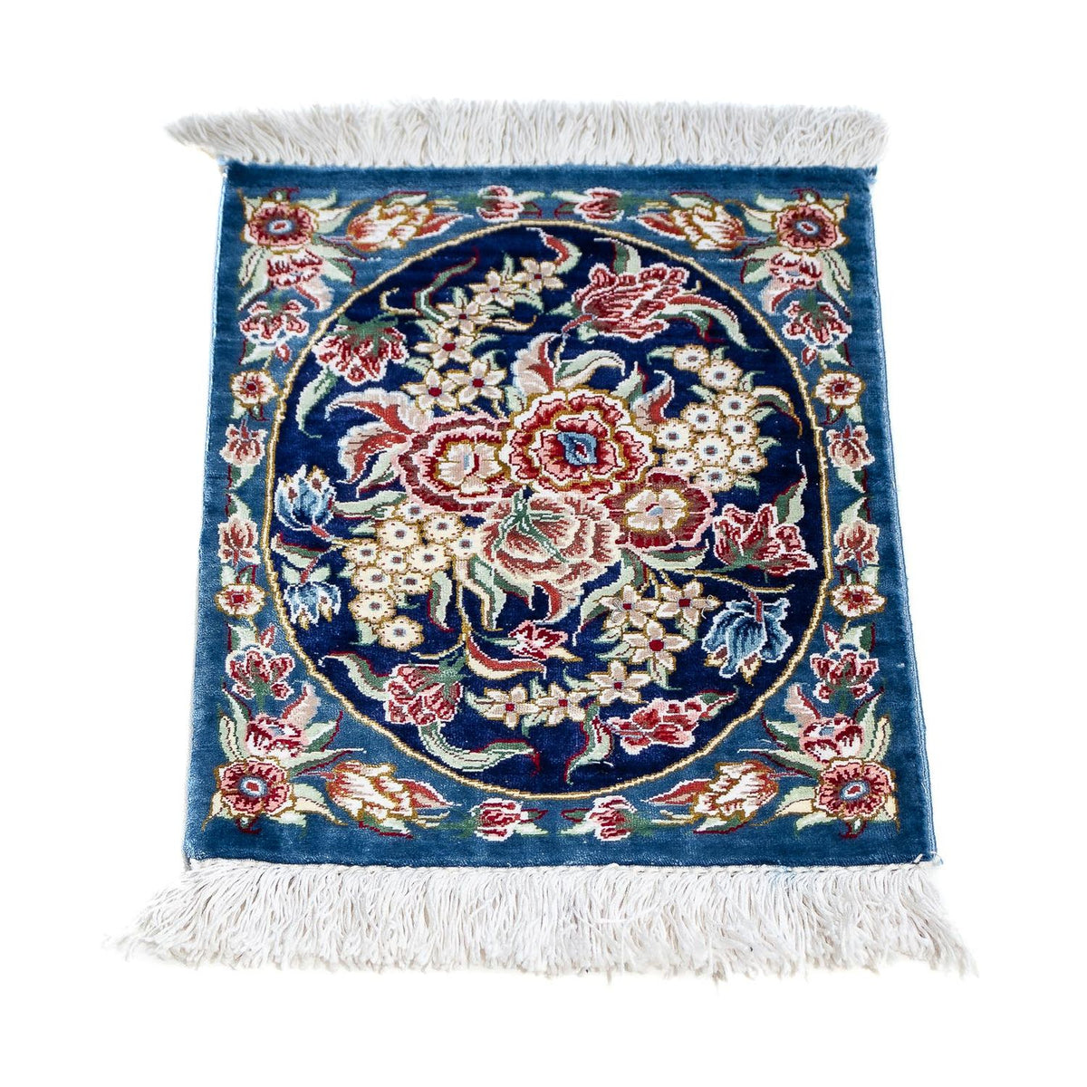 Silk Carpet - Ghom Silk - Premium - 40 x 28 cm - mörkblå