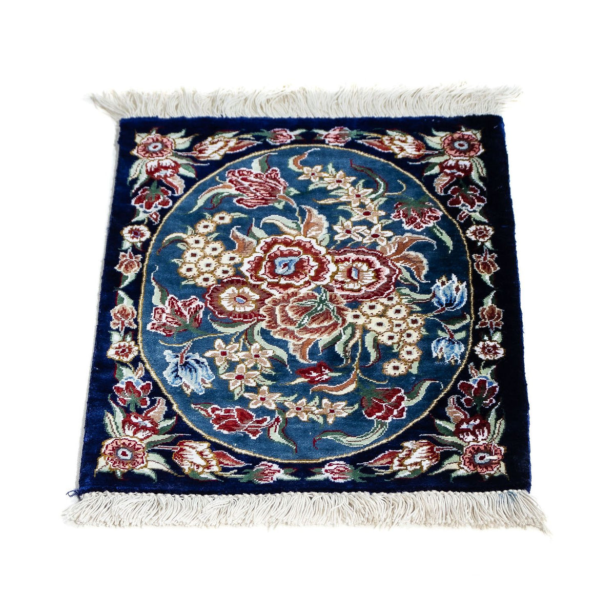 Silk Carpet - Ghom Silk - Premium - 40 x 28 cm - mörkblå