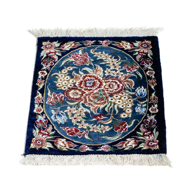 Silk Carpet - Ghom Silk - Premium - 40 x 28 cm - mörkblå