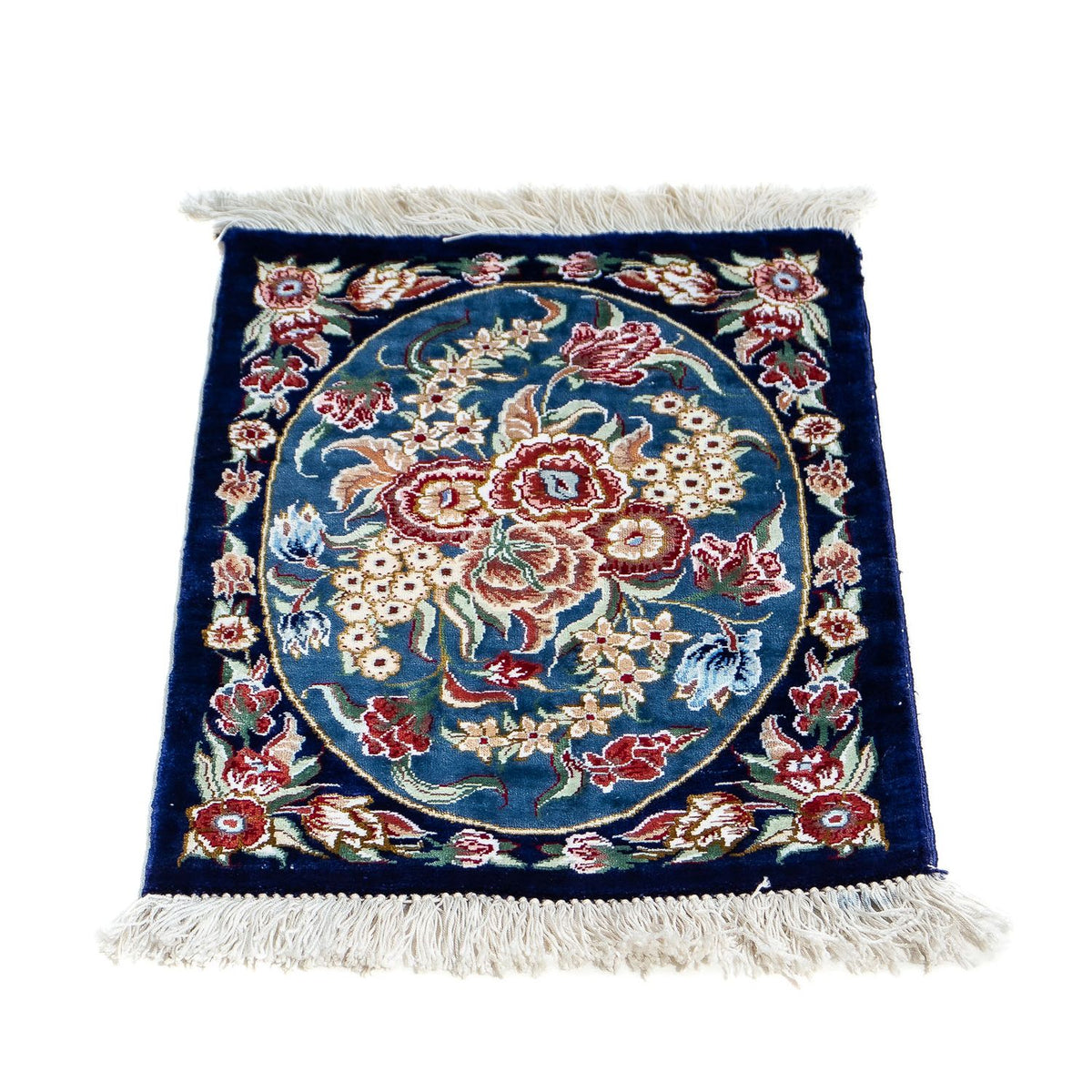 Silk Carpet - Ghom Silk - Premium - 40 x 28 cm - mörkblå