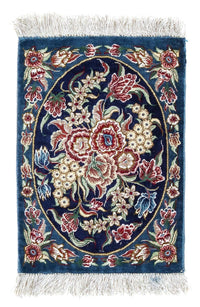 Silk Carpet - Ghom Silk - Premium - 40 x 28 cm - mörkblå