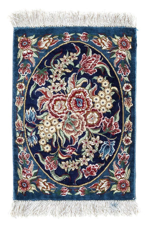 Silk Carpet - Ghom Silk - Premium - 40 x 28 cm - mörkblå