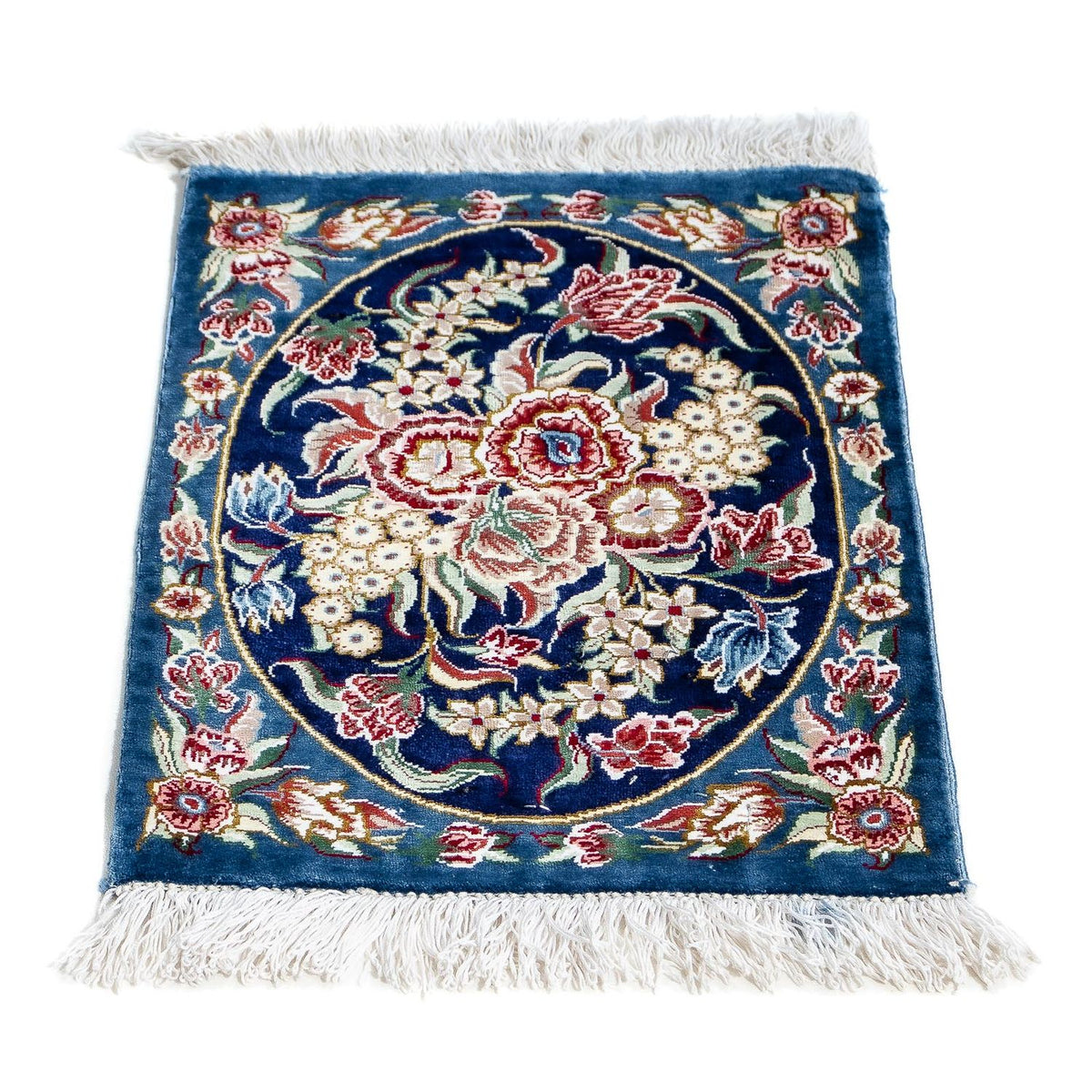 Silk Carpet - Ghom Silk - Premium - 40 x 28 cm - mörkblå