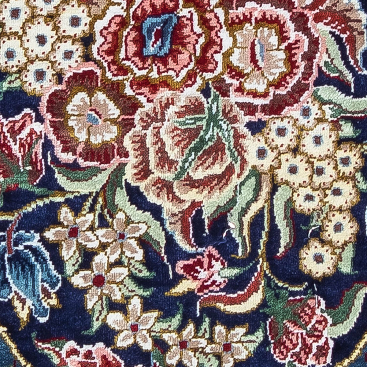 Silk Carpet - Ghom Silk - Premium - 40 x 28 cm - mörkblå