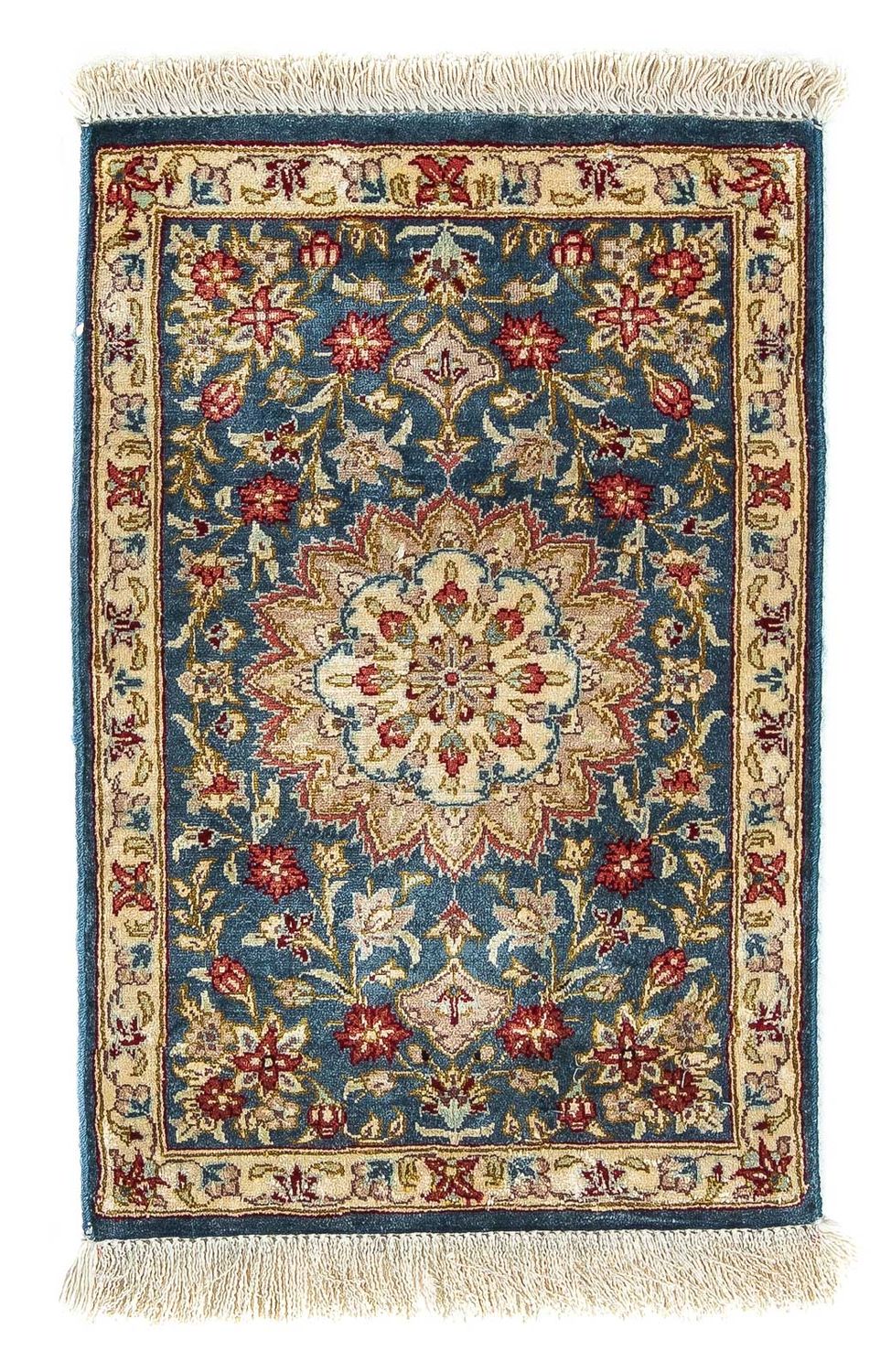 Silk Carpet - Ghom Silk - Premium - 44 x 27 cm - mörkblå