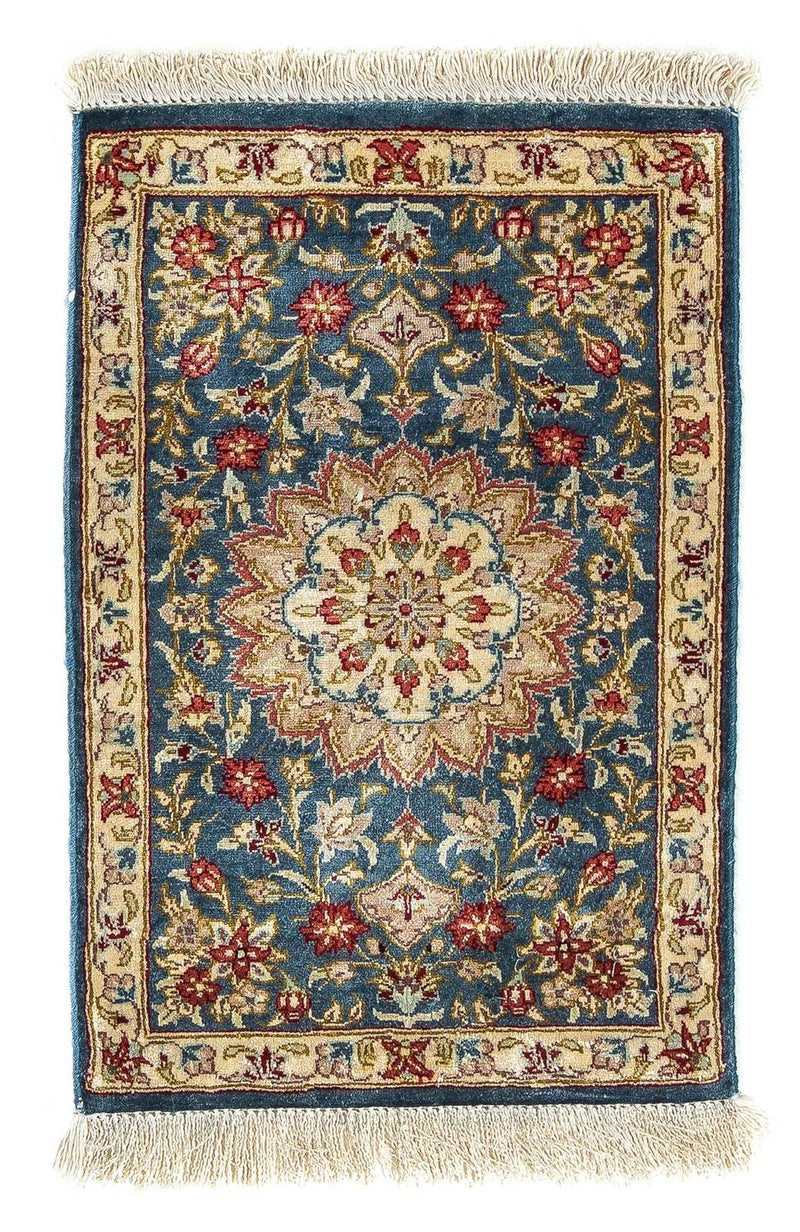 Silk Carpet - Ghom Silk - Premium - 44 x 27 cm - mörkblå