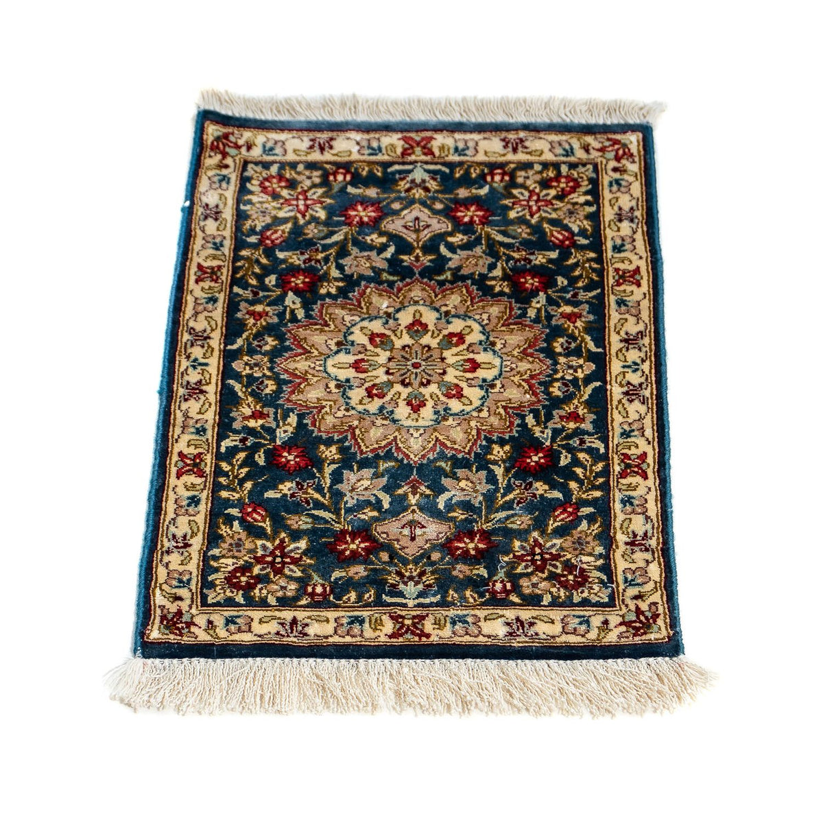 Silk Carpet - Ghom Silk - Premium - 44 x 27 cm - mörkblå