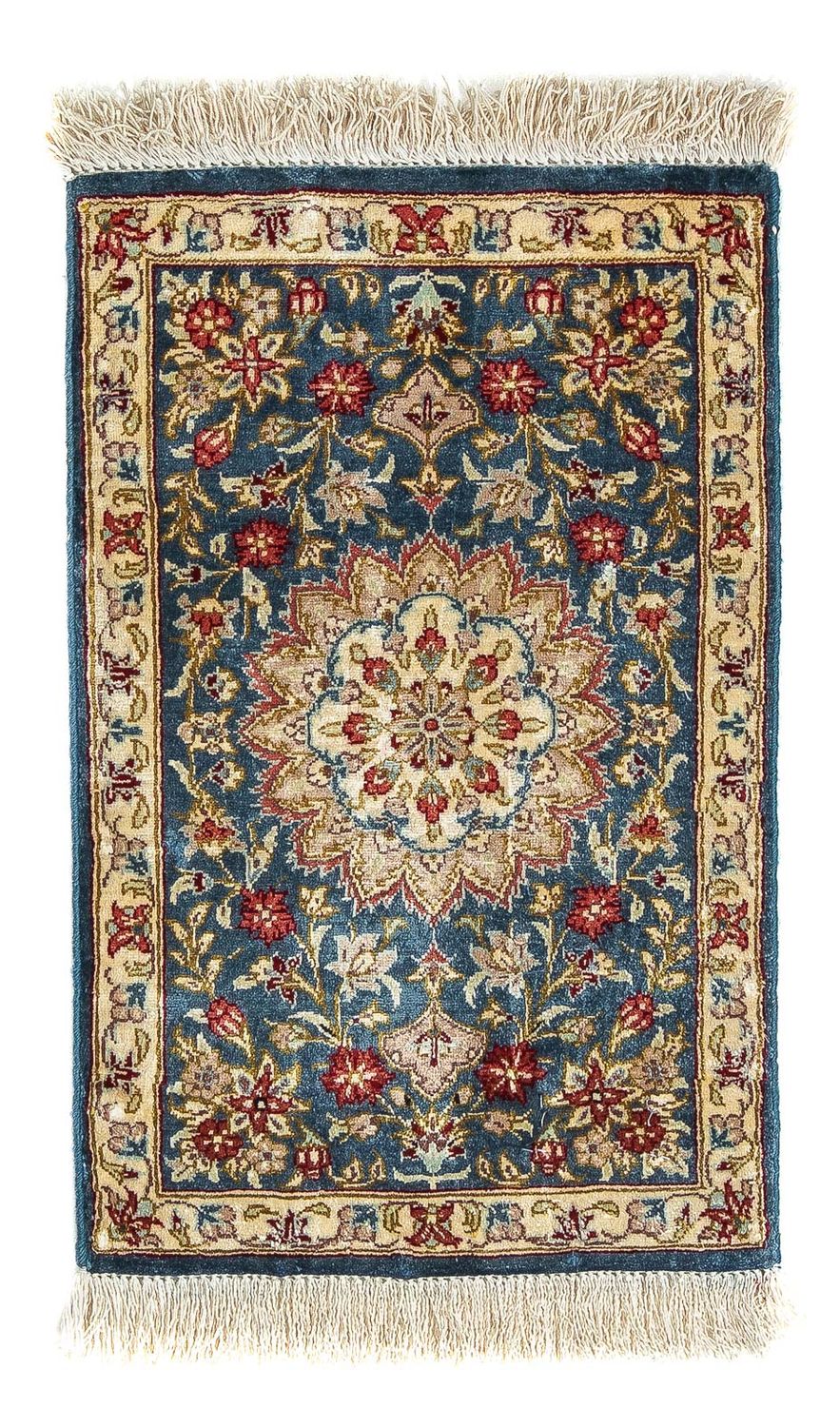 Silk Carpet - Ghom Silk - Premium - 44 x 27 cm - mörkblå