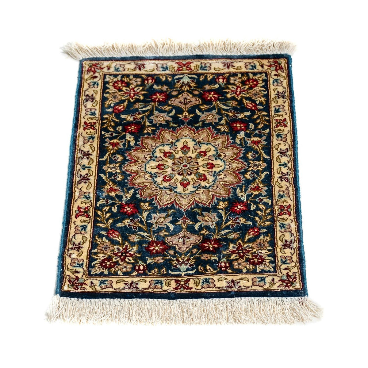 Silk Carpet - Ghom Silk - Premium - 44 x 27 cm - mörkblå