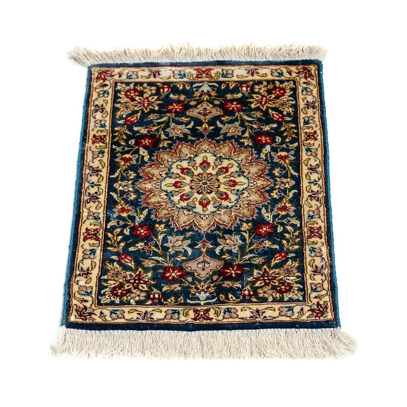 Silk Carpet - Ghom Silk - Premium - 44 x 27 cm - mörkblå
