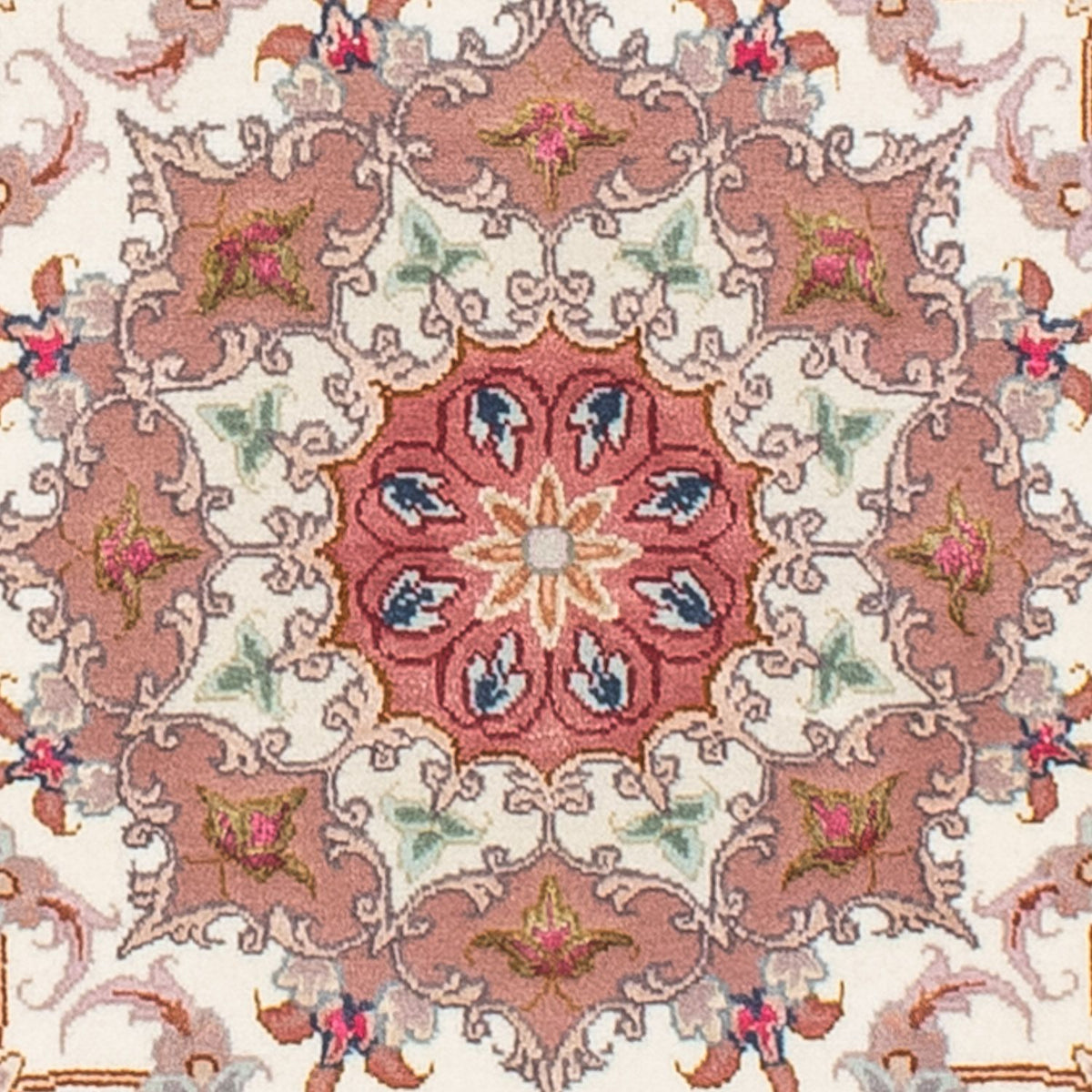 Persisk matta - Tabriz - Royal runt  - 105 x 105 cm - beige