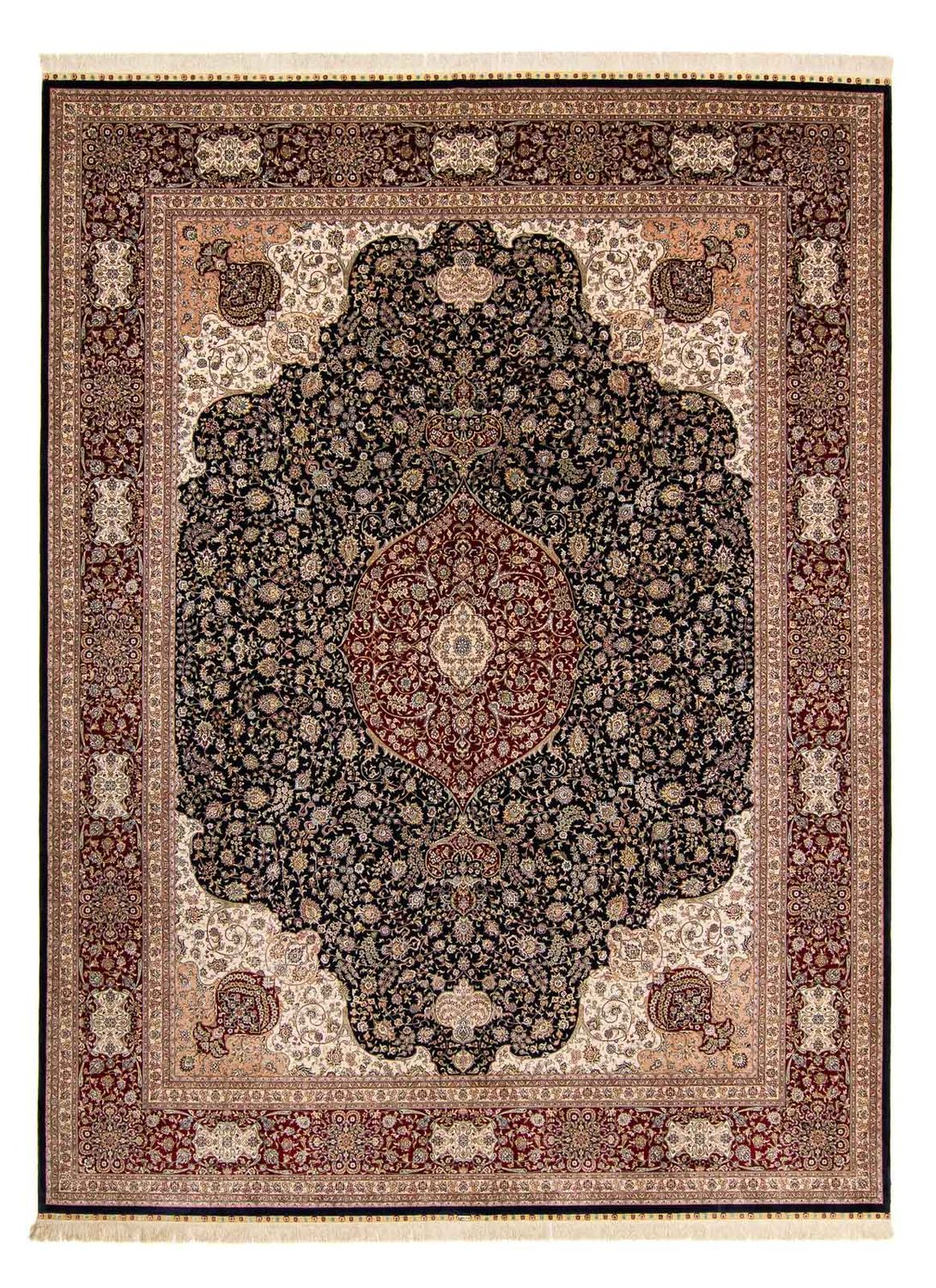 Oriental Carpet - Hereke - 370 x 276 cm - mörkröd