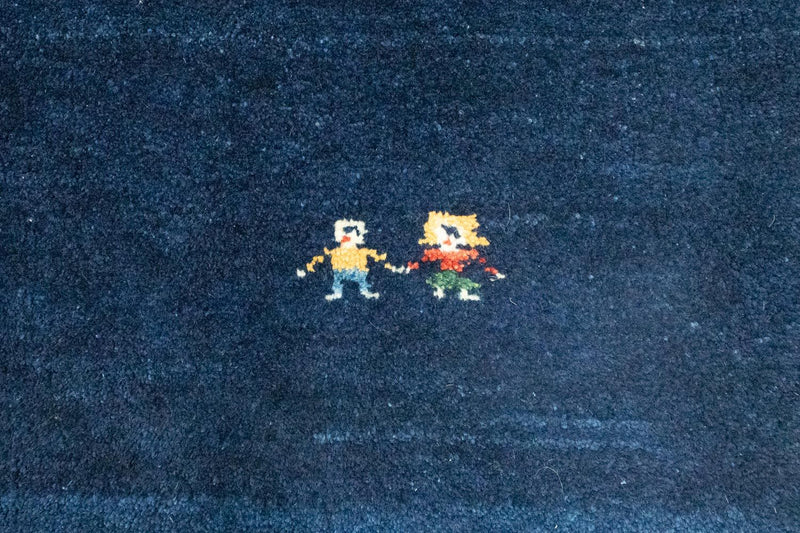 Runner Gabbeh-matta - persisk - 293 x 111 cm - mörkblå